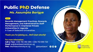PhD Thesis Defense by Ms. Assumpta Barigye