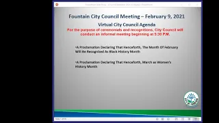 City of Fountain - City Council Meeting - February 9, 2021