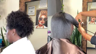 😳 Silk Press & Haircut 💇🏽‍♀️ Transformation on 4b - 4c Hair // Natural Hair Silk Press