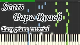 Scars - Papa Roach - Very easy and simple piano tutorial synthesia planetcover