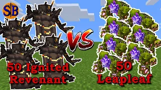 50 Ignited Revenants vs 50 Leapleaf | Minecraft Mob Battle