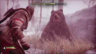 God of War Ragnarok - Surviving Fimbulwinter: Bjorn The Bear Fight (Yellow and Red Rings) Gameplay