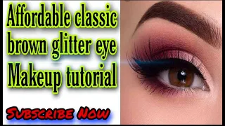 Affordable classic brown glitter eye makeup tutorial 2020 /Beauty Flicks/
