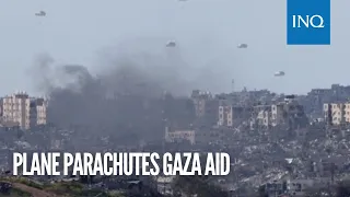 Plane parachutes Gaza aid