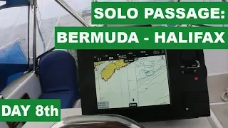 SOLO PASSAGE: St. George's, Bermuda Isl. - Halifax, Canada. DAY EIGHT. Counter current 3 knots ...