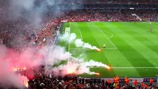 Arsenal v galatasaray flares going off 1/10/14