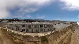 Drone 360/VR Video of Pacifica, CA, Cliff Erosion - Apartments Falling Into the Ocean