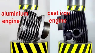 HYDRAULIC PRESS VS ALUMINUM AND CAST IRON ENGINE