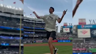 Wemby takes his 1st subway ride & throws the first pitch at Yankee Stadium