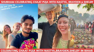 NOMAD SHUBHAM CELEBRATED CHAAT PUJA WITH NASTYA BRANDEN & SHELBY IN MUNGER #nomadshubham#nomadnastya