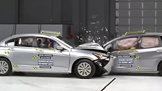 IIHS 40mph frontal offset car to car crash test BIG vs LITTLE