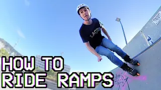 How to Rollerblade on Ramps, Slopes and Transitions // Beginner Inline Skating Tutorial