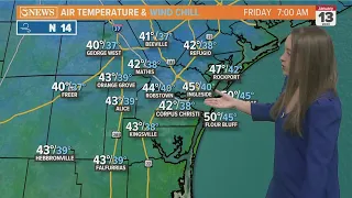 THURSDAY: Cooler, drier, and breezy behind the early morning cold front