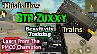 BTR Zuxxy Sensitivity and  Settings | Training Mode  | Handcam | 4 Finger claw