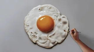 Fried Egg | Painting on canvas - How to Paint 3D Art