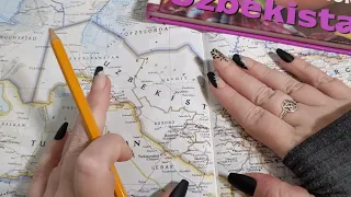 ASMR ~ Uzbekistan History & Geography ~ Soft Spoken Map Pointing Page Turning