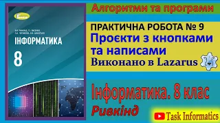 Практична робота № 9. Проєкти з кнопками та написами (Lazarus) | 8 клас | Ривкінд