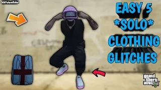 THE TOP 5 BEST EASY *SOLO* CLOTHING GLITCHES ALL IN 1 VIDEO - GTA 5 ONLINE (NO DELETING OUTFITS)