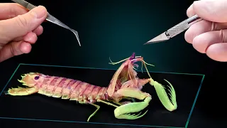 WHAT'S INSIDE THE MANTIS SHRIMP? AUTOPSY DIED SHRIMP AND LOOK UNDER THE MICROSCOPE. THE SEA MANTIS!