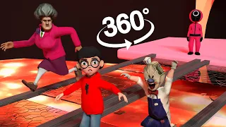 360° Squid Game Glass Bridge on Lava - DON'T FALL!