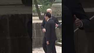 President Biden almost stumbles down stairs at G7 summit #shorts | NY Post