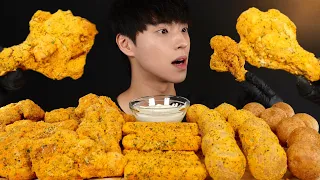 ASMR MUKBANG CHICKEN & CHEESE BALLS & CHEESE STICKS EATING SOUNDS