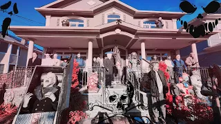 Halloween Haunted House 2023 at Night, Miller Mansion, Vampires, Life Size Animatronics and Props