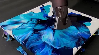 Hair Dryer Blowout Acrylic Pours with Blues!