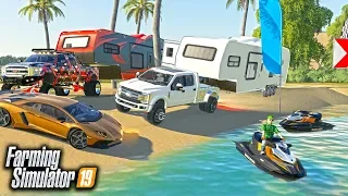 FS19- LUXURY CAMPING WITH NEW SEADOO JET SKI! & CUSTOM F-350 (MULTIPLAYER)