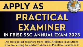 How to apply as practical examiner | FBISE SSC 2nd Annual Exam 2023 | link is given in description