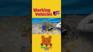 Garbage Truck and Police Car are in a Balloon! Pop the Balloon and Rescue the Cars【Kuma's Bear Kids】