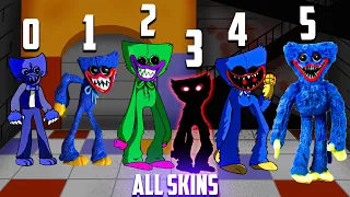 Huggy Wuggy ALL SKINS (0-5 SKINS) Playtime with a Different Skin Mod Friday Night Funkin`