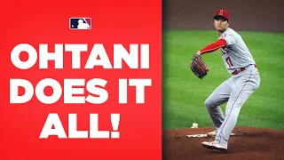 Shohei Ohtani DOES IT ALL! (Strikes out 10 on the mound, singles at the plate, plays right field!!)