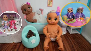 Baby Alive Baby doll twins Evening Routine feeding and changing baby dolls