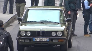 Tom Cruise shooting a scene in the car on the set of Mission impossible 6 in paris