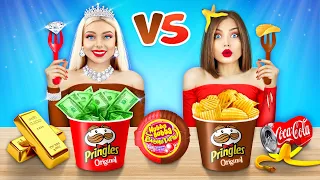 Expensive vs Cheap Food Challenge | RICH VS BROKE Snacks Funny Situations & FOOD WARS by RATATA COOL