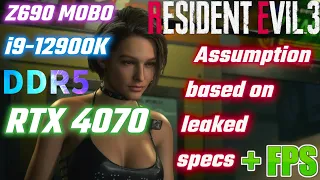 RTX 4070 RTX Strong as RTX 3090 | Resident Evil 3 4K ULTRA | FPS Simulation based on leaked specs