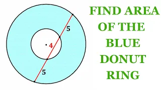 Find area of the Blue shaded Ring | Concentric circles | Annulus | Donut | Fun Geometry problem