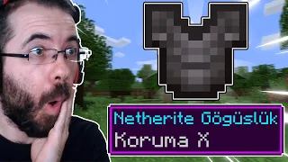 bu bir ilk! Minecraft UHC ama KORUMA 10 NETHERİTE ZIRH YAPTIM