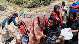 Short journey of village ladies to wash blankets