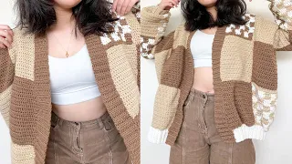 Crochet Brown Patchwork Cardigan Tutorial