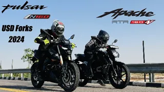 2024 Bajaj Pulsar N160 USD Fork vs TVS Apache RTR 160 4V Drag Race