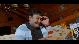 Darshan Struggling to Order Food in Switzerland  Comedy Scene | Bul Bul Kannada Movie | Rachitha Ram