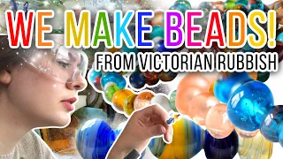 Making beautiful beads from antique glass! Recycling our mudlarking trash into treasures!