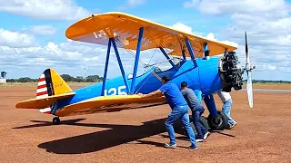 Airplane Boeing Stearman Biplane Take Off Video | Airplanes Videos