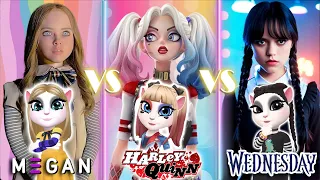 My talking Angela 2 | Wednesday vS Harley Quinn Vs M3GAN | cosplay