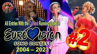 All Entries With the *Cursed* Running Order in Eurovision Song Contest (2004-2023)