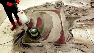 Soot - stained carpet, dirty to the core hard cleaning satisfying ASMR