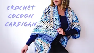 How to Crochet Cocoon Cardigan Quick and Easy / Granny square For Beginners