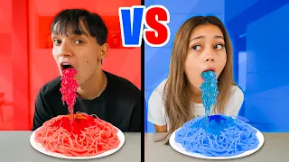 RED vs BLUE FOOD Challenge!